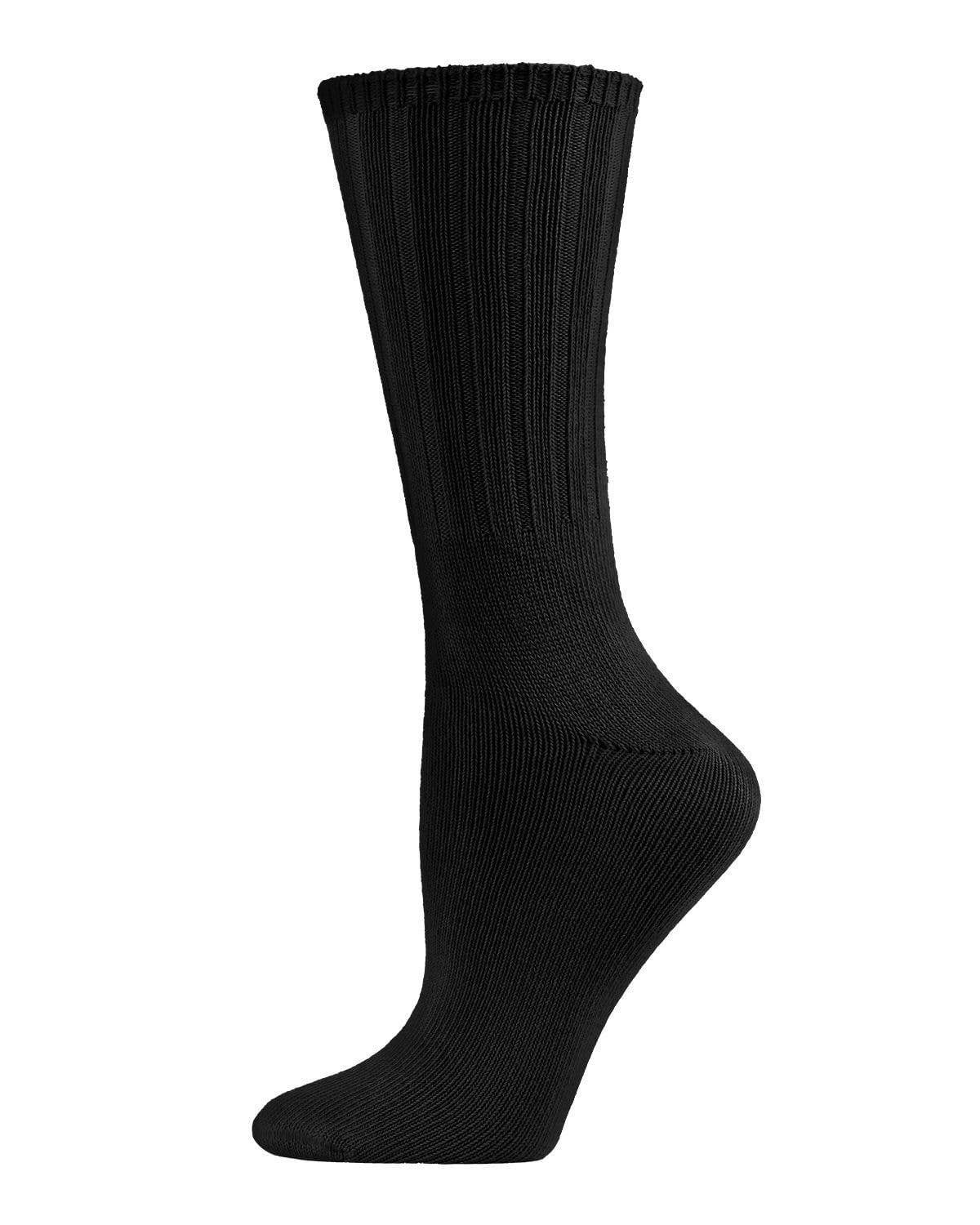 MeMoi Organic Cotton Flat-Knit Crew Socks/mock rib