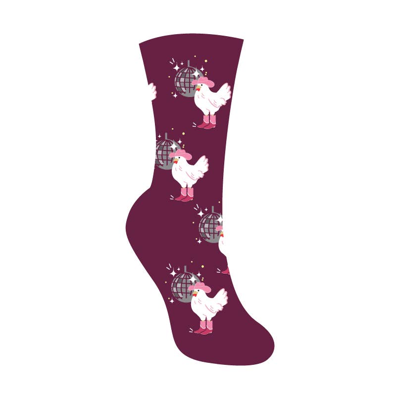 Women's Crew Sock: Disco Chicken