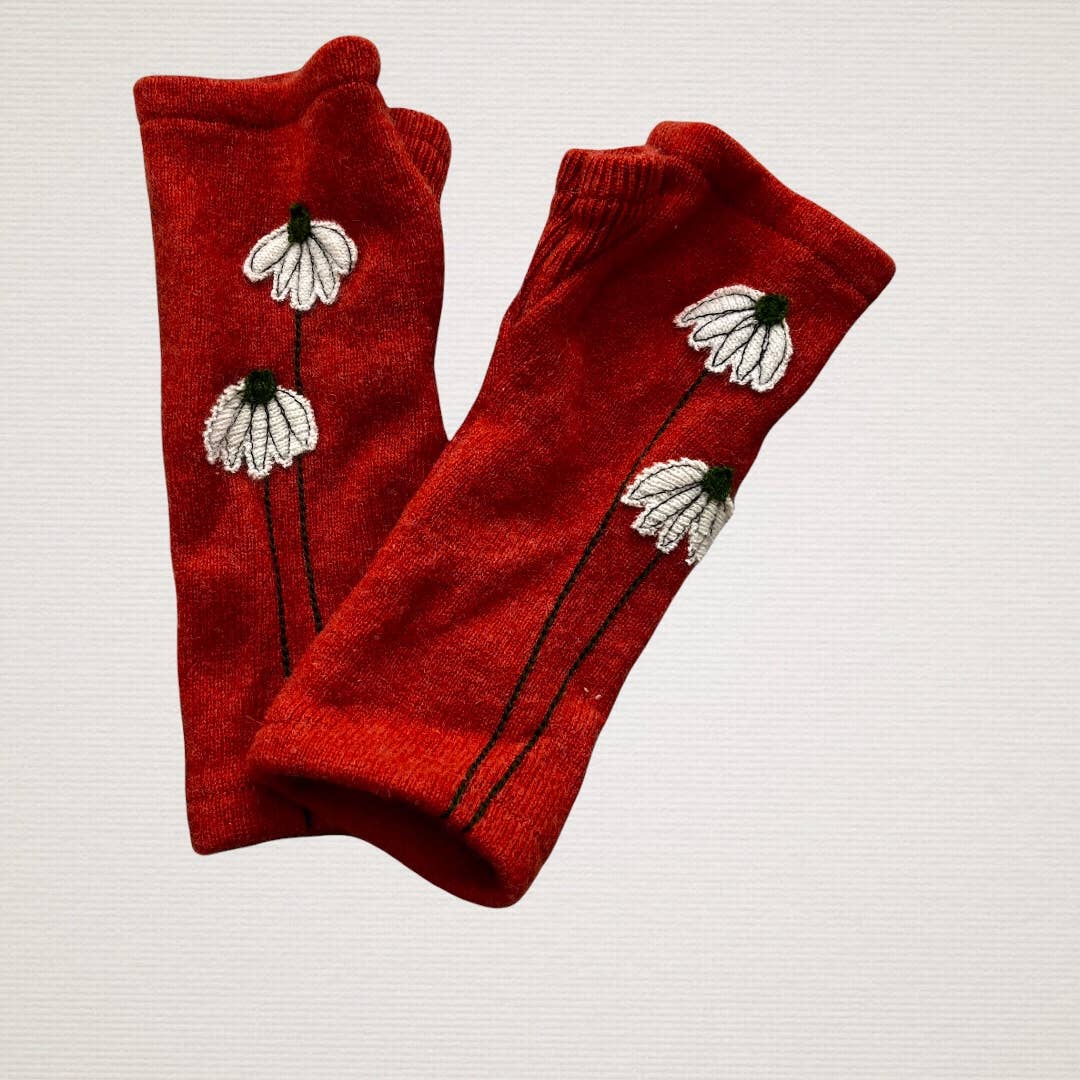 Sardine Fingerless Cashmere Gloves-Coneflower