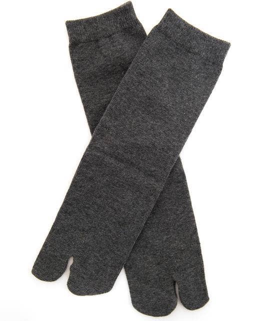 V- Toe Flip Flop Socks - V-Toe Split Toe Gray Crew Cotton Blend