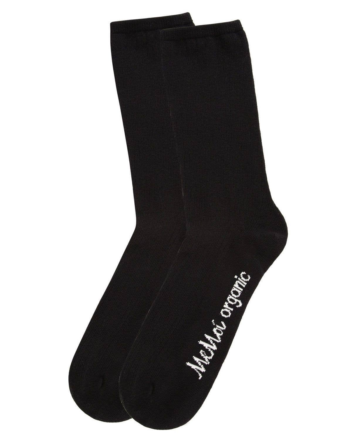 MeMoi Organic Cotton Flat-Knit Crew Socks/mock rib