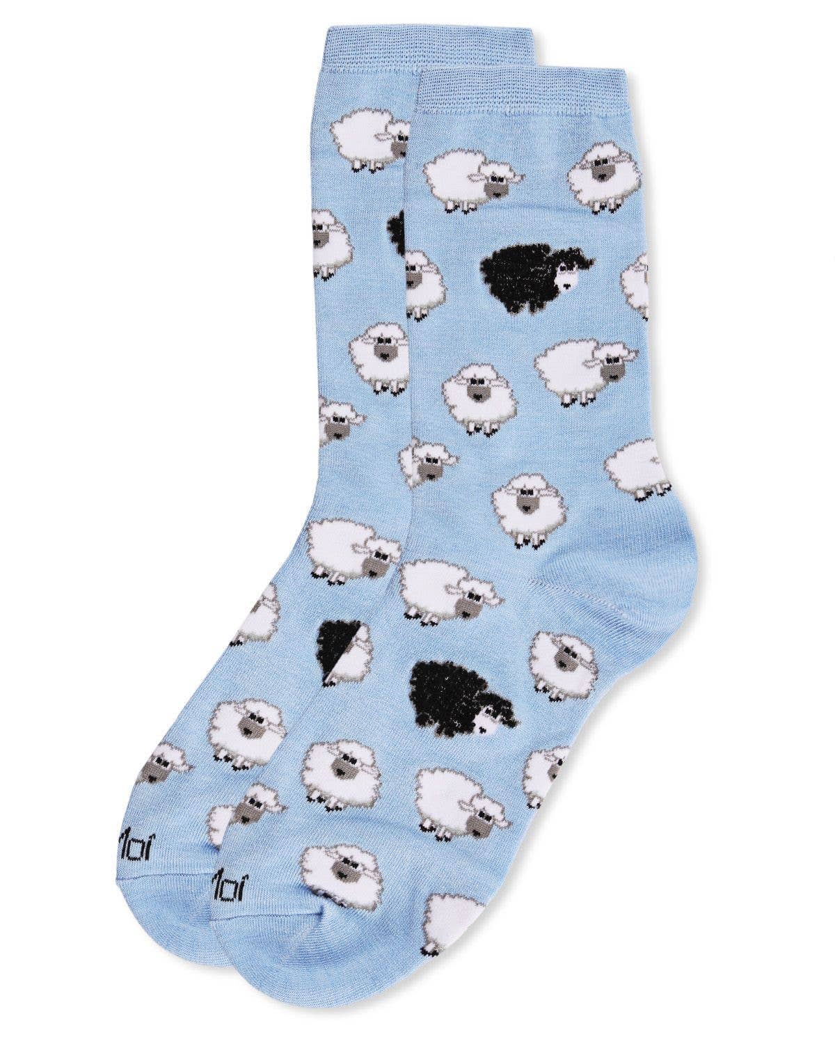 Memoi/Bah Bah Black &amp; White Sheep Crew Sock