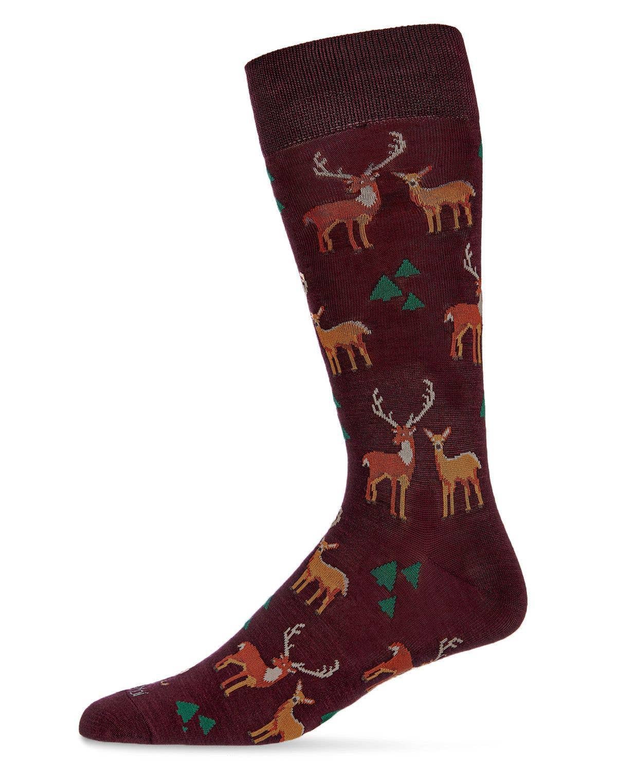 MeMoi/Oh Deer Bamboo Blend Men's Crew Socks