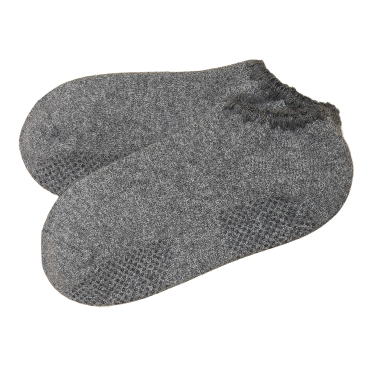 Cherrystone/Handcrafted Angora Blend Slipper Socks with Grips | Large