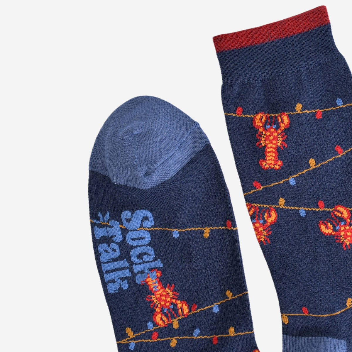 Sock Talk/Men&#39;s Bamboo Socks - Navy Blue, Lobster Party Lights