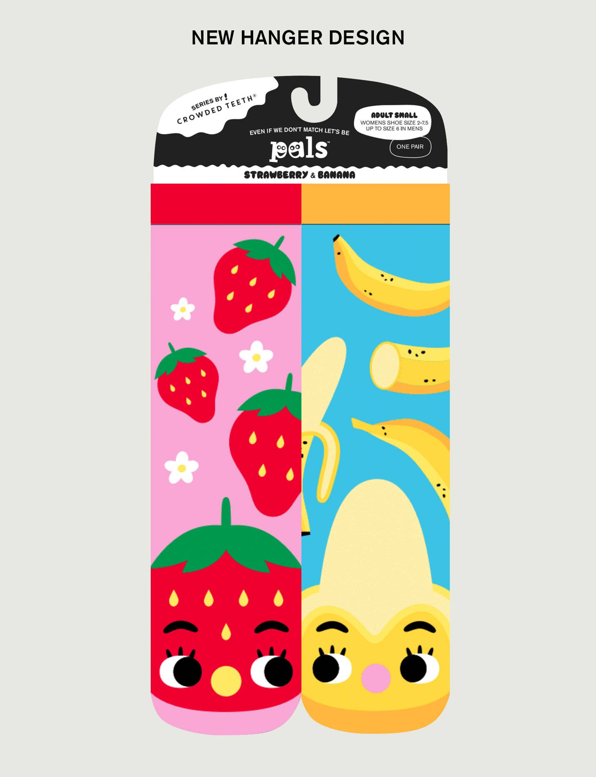 Pals/Strawberry & Banana Mismatched Food Socks for Adults