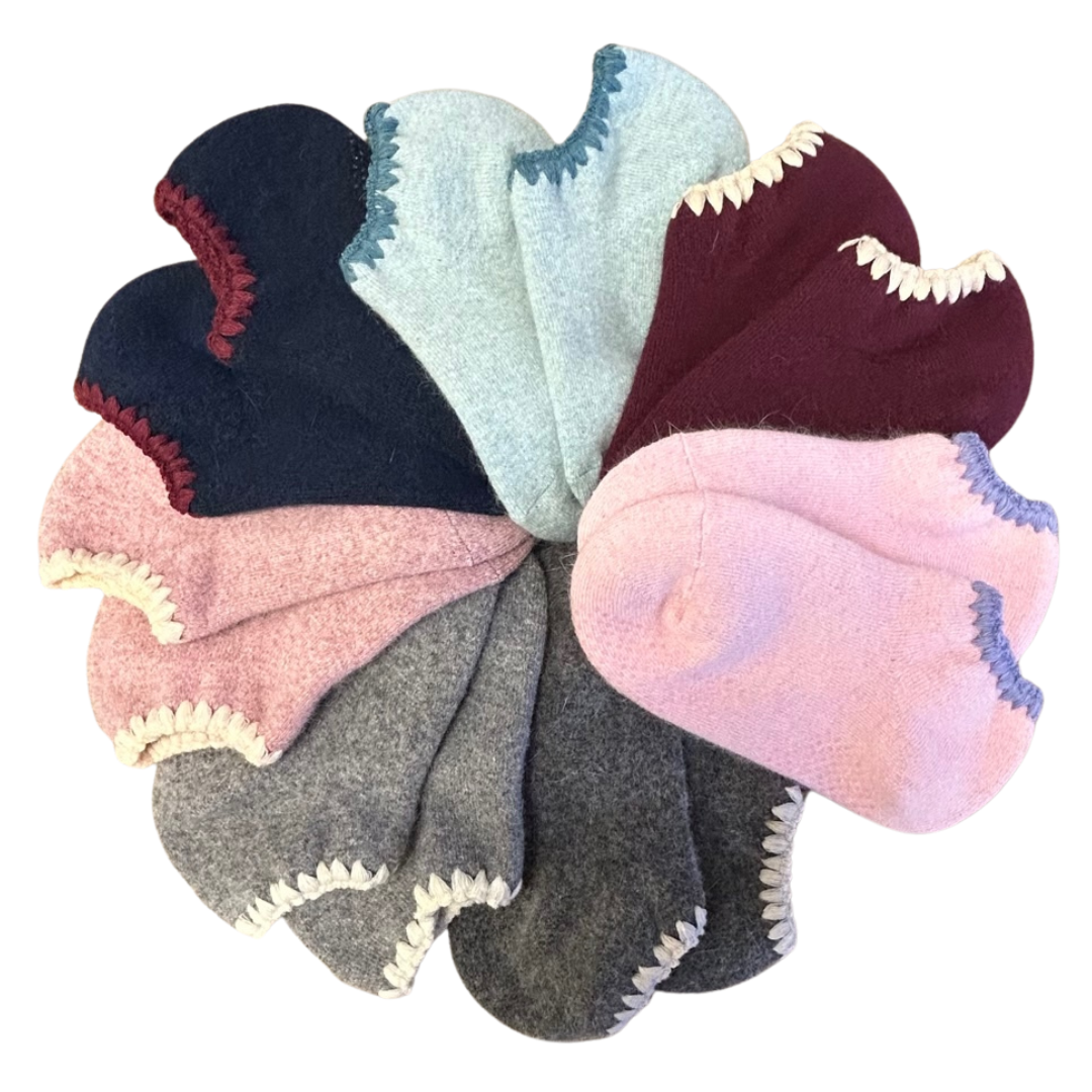 Handcrafted Angora Slipper Socks | Grips | M