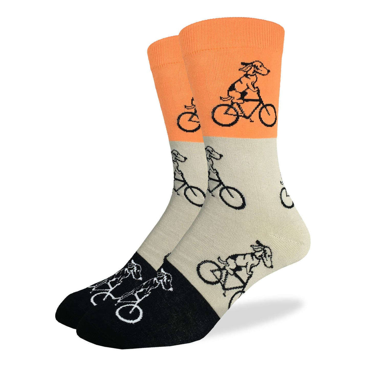 Good Luck Sock Men&#39;s Orange Dog Riding Bike Socks