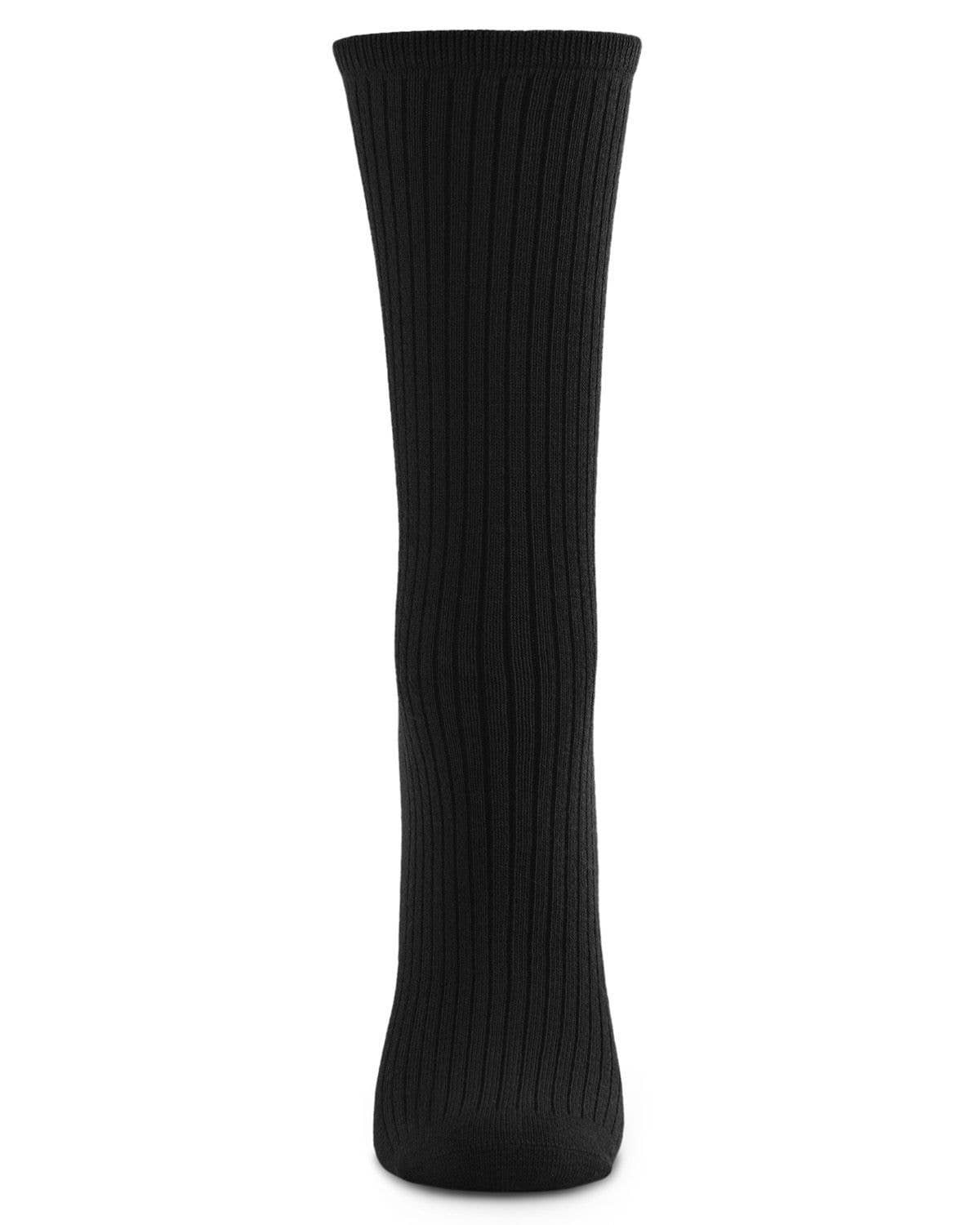 MeMoi Organic Cotton Flat-Knit Crew Socks/mock rib