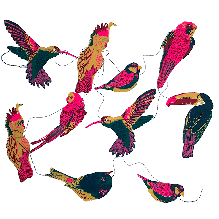 East End Press/Tropical Birds Sewn Garland