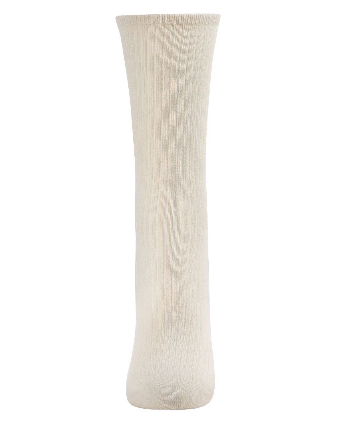 MeMoi Organic Cotton Flat-Knit Crew Socks/mock rib