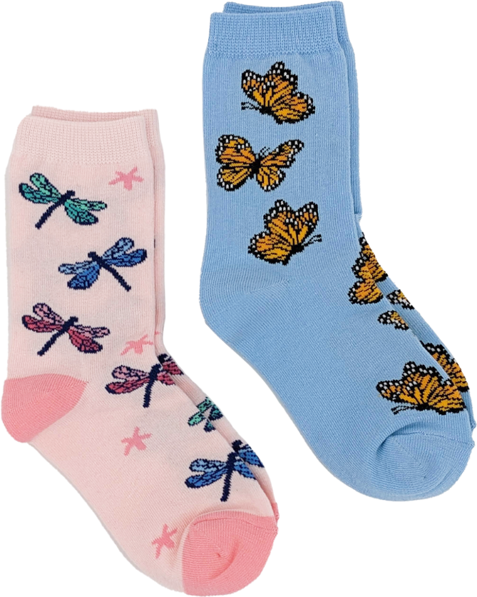 Sock Harbor/Kids Butterflies 2-Pack Socks (Ages 4-7)