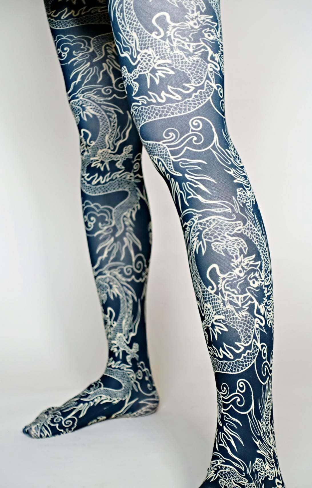 Tabbisocks - Kimono Dragon - tights - black