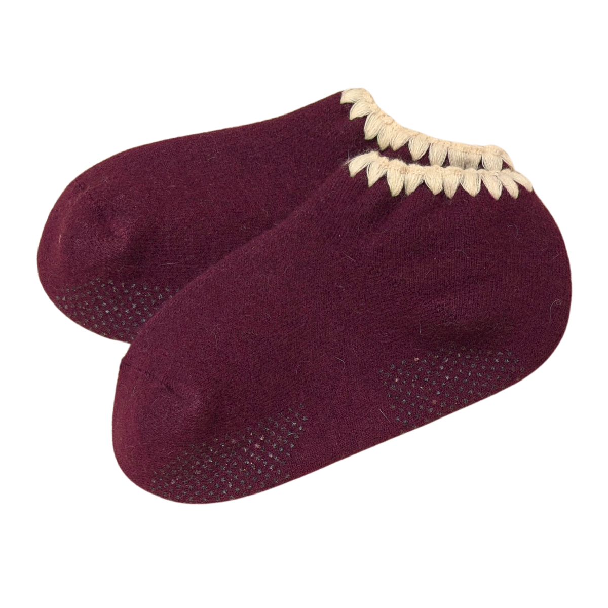 Handcrafted Angora Slipper Socks | Grips | M