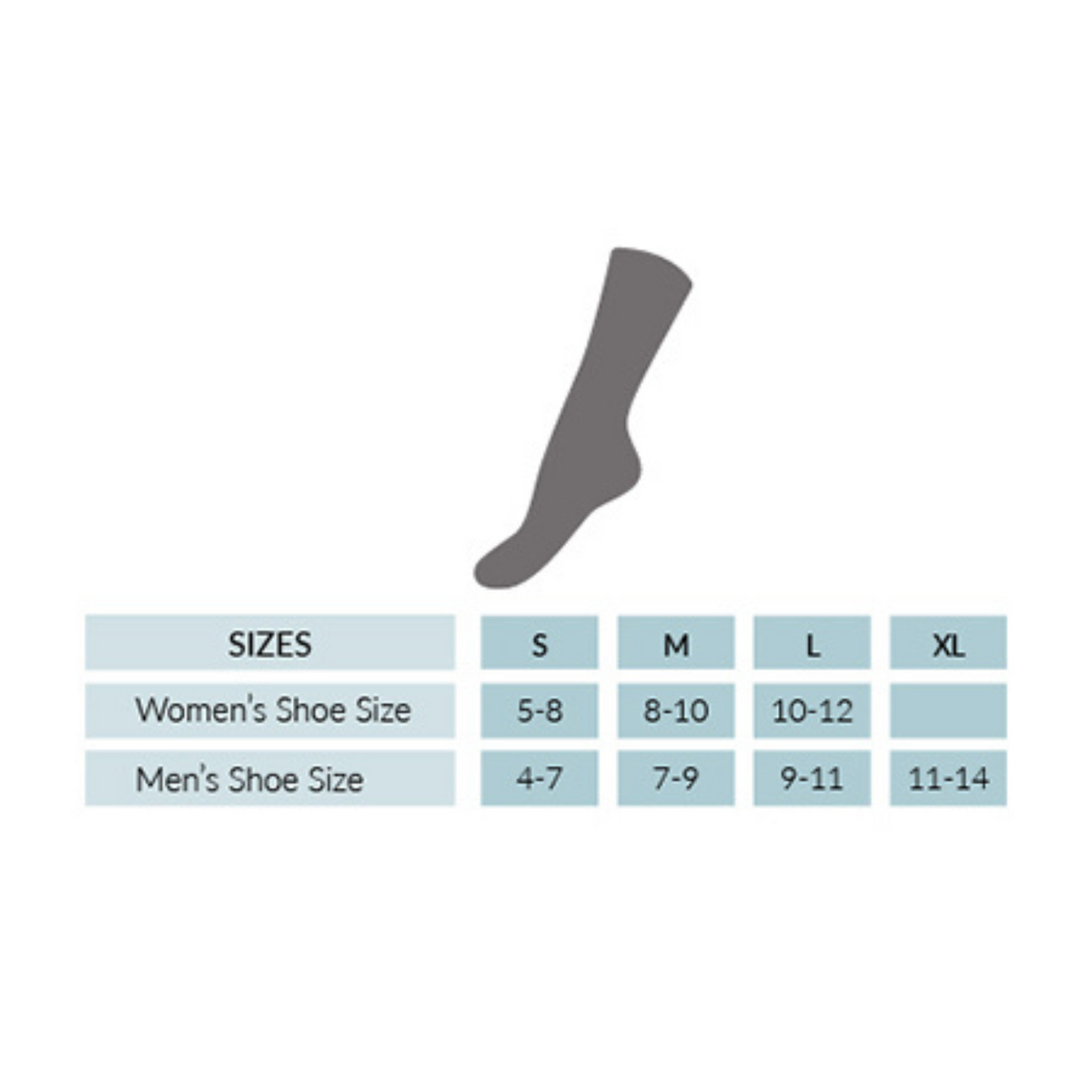 Classic Alpaca socks size chart