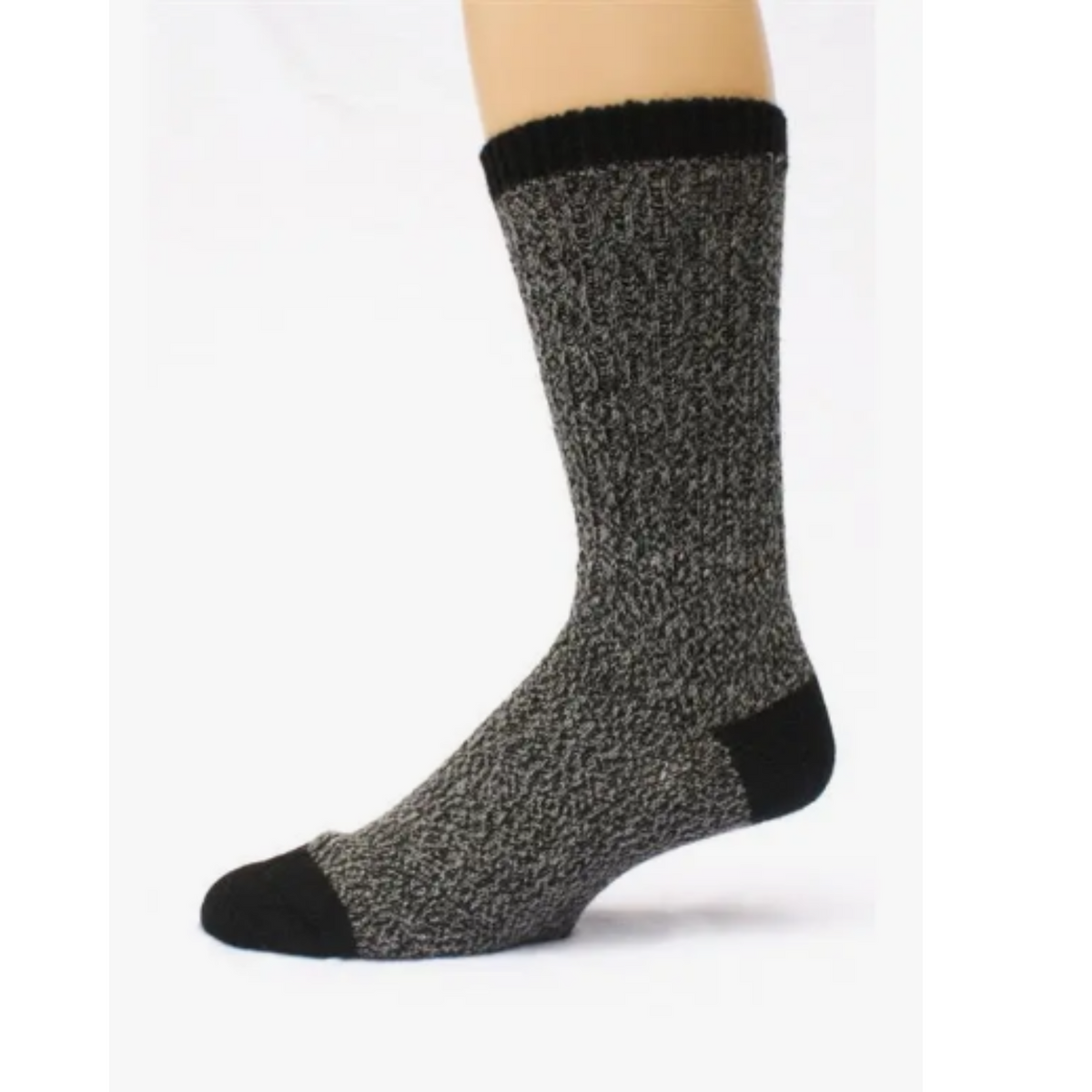 Choice Alpaca Products Boot women&#39;s and men&#39;s crew socks in Black on display foot