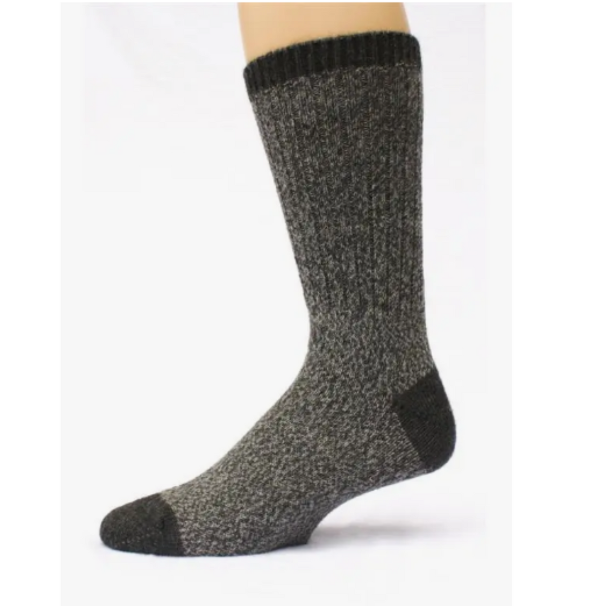 Choice Alpaca Products Boot women&#39;s and men&#39;s crew socks in Gray on display foot