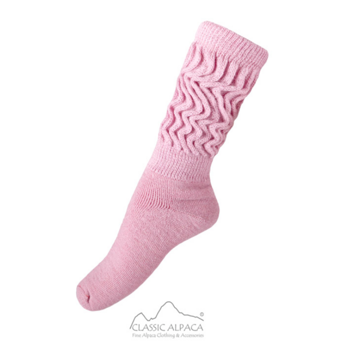Pink Classic Alpaca Diabetic/Therapeutic Premium women&#39;s and men&#39;s crew sock on display