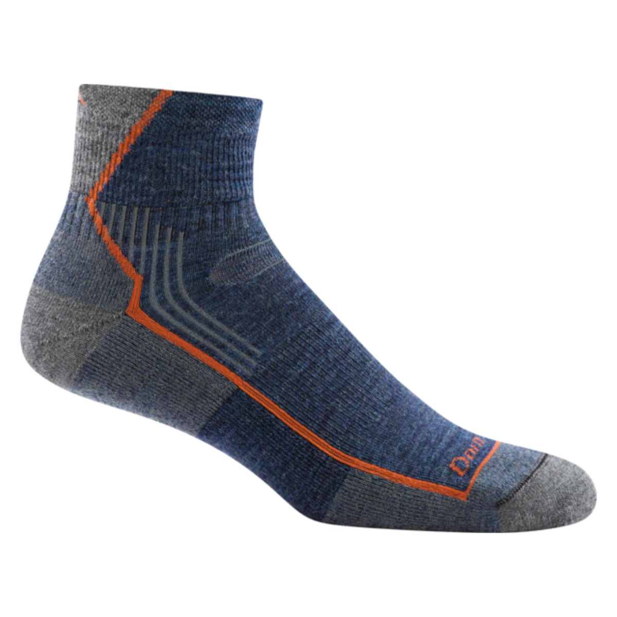 Darn Tough 1959 Quarter Height Midweight with Cushion Hike Men&#39;s Sock in blue on display from side