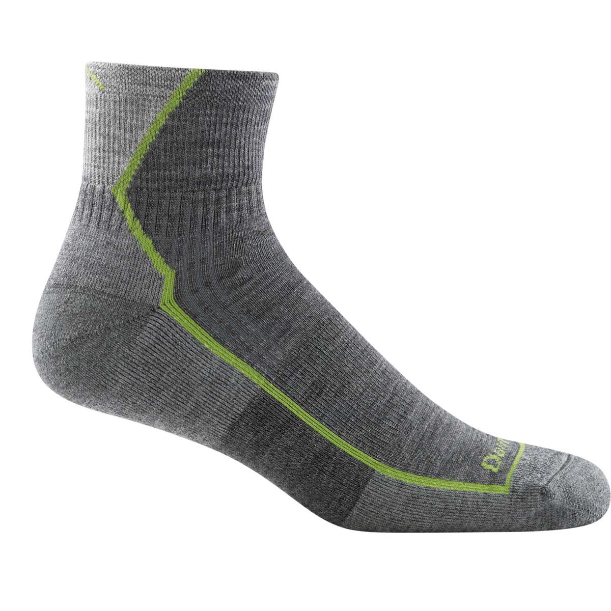 Darn Tough 1959 Quarter Height Midweight with Cushion Hike Men&#39;s Sock in gray on display from side