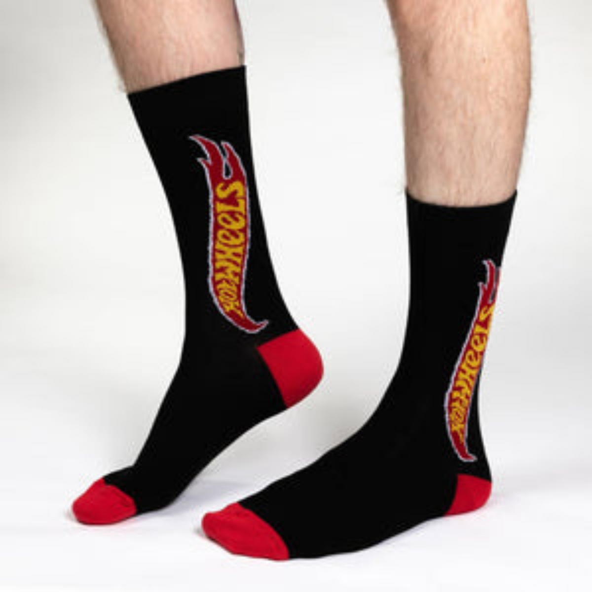 Good Luck Sock Hot Wheels Logo men&#39;s sock on male model