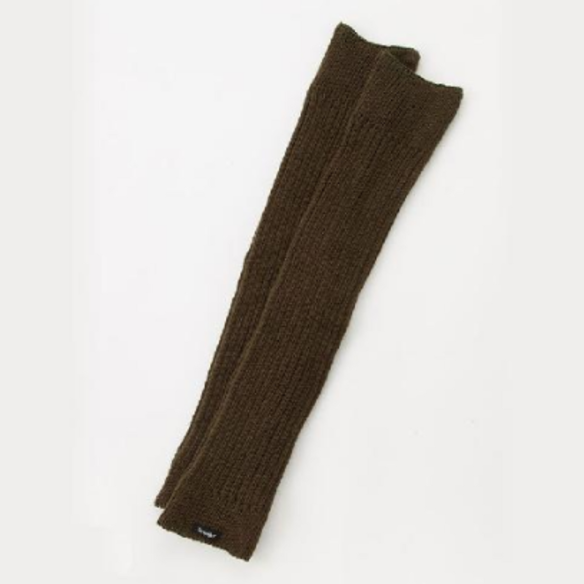 Knitido Ribbed Leg Warmer in olive on display