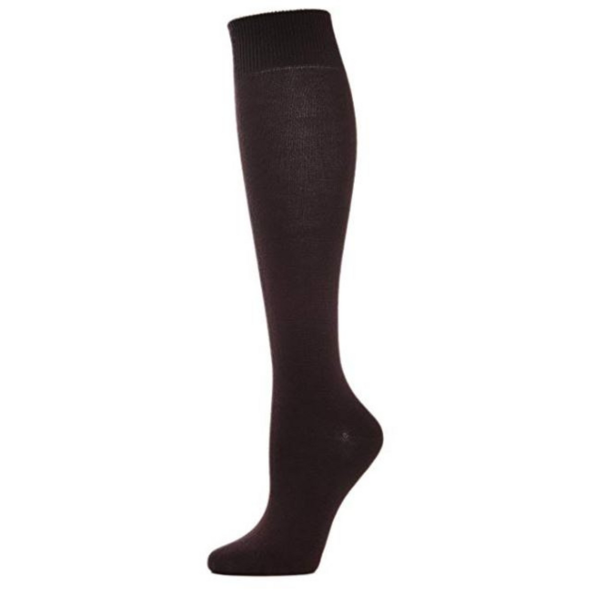Espresso MeMoi Bamboo Knee High women&#39;s sock on display from side