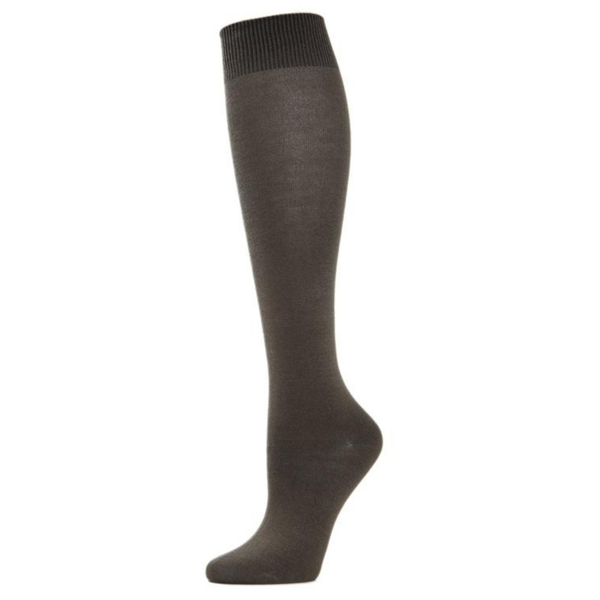 Military Olive MeMoi Bamboo Knee High women&#39;s sock on display from side
