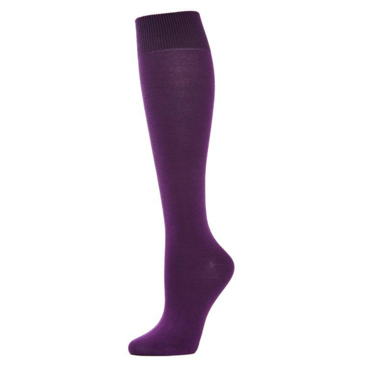 Purple MeMoi Bamboo Knee High women&#39;s sock on display from side