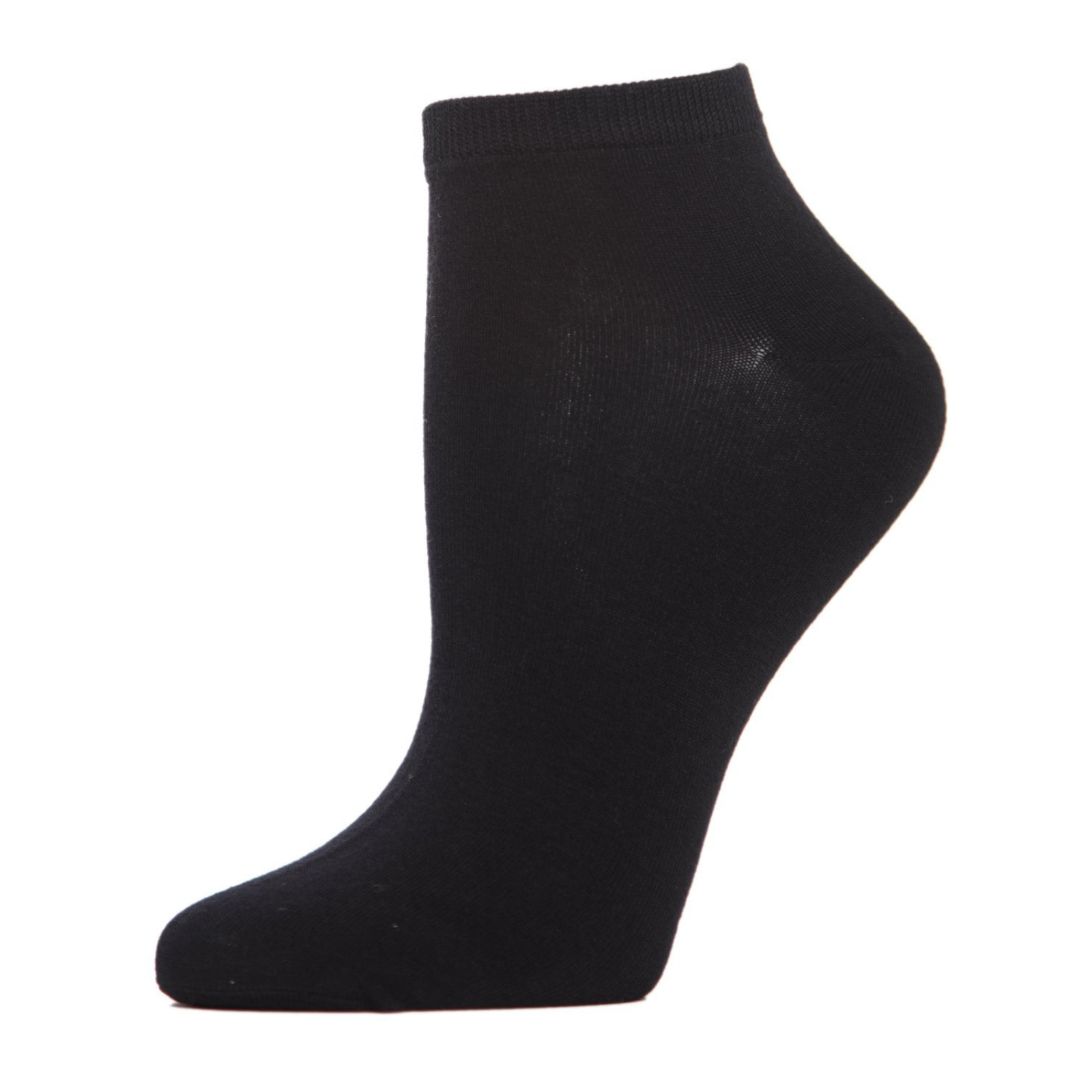 Black MeMoi Bamboo Low Cut women's sock on display from side