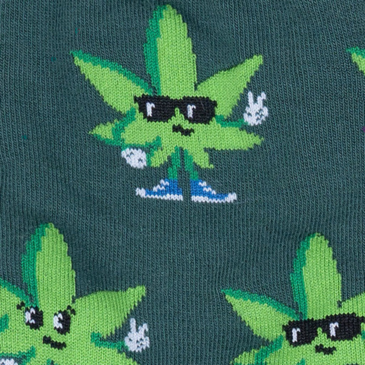 Sock It To Me Peace Out men&#39;s sock featuring green sock with cannabis leaves detail