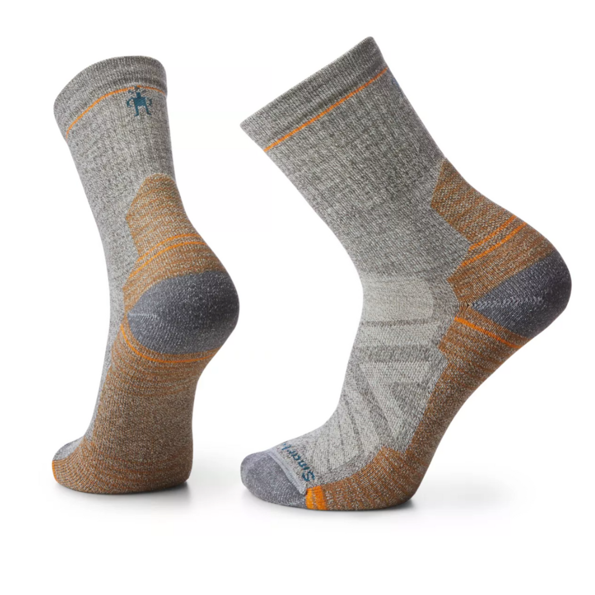 Taupe-Natural Marl colored Smartwool Hike Light Cushion Mid Crew men&#39;s sock. Shown on display feet.