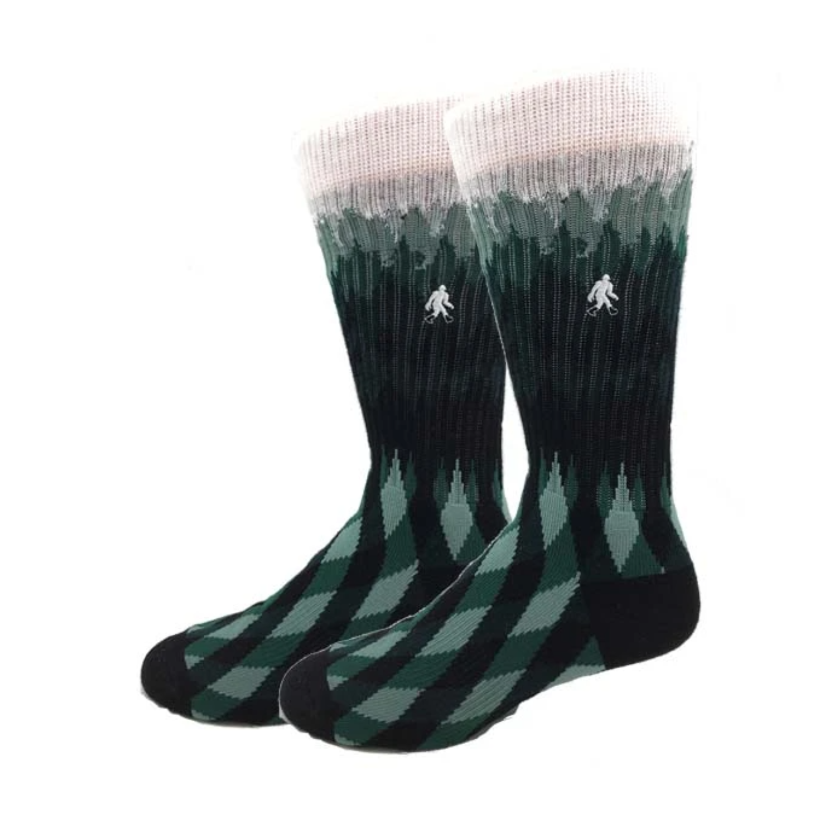 Sock Harbor Forest Active men's crew sock featuring green ombre forest shown on display feet