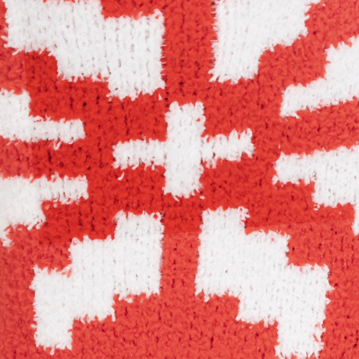 Detail of Sock It To Me You Sweater Believe It women&#39;s slipper sock featuring red fair isle pattern.  