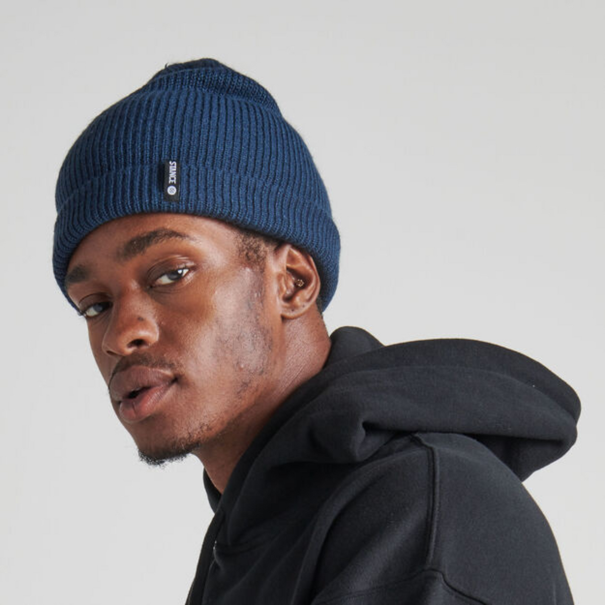 Stance Icon 2 Beanie in navy blue worn by model