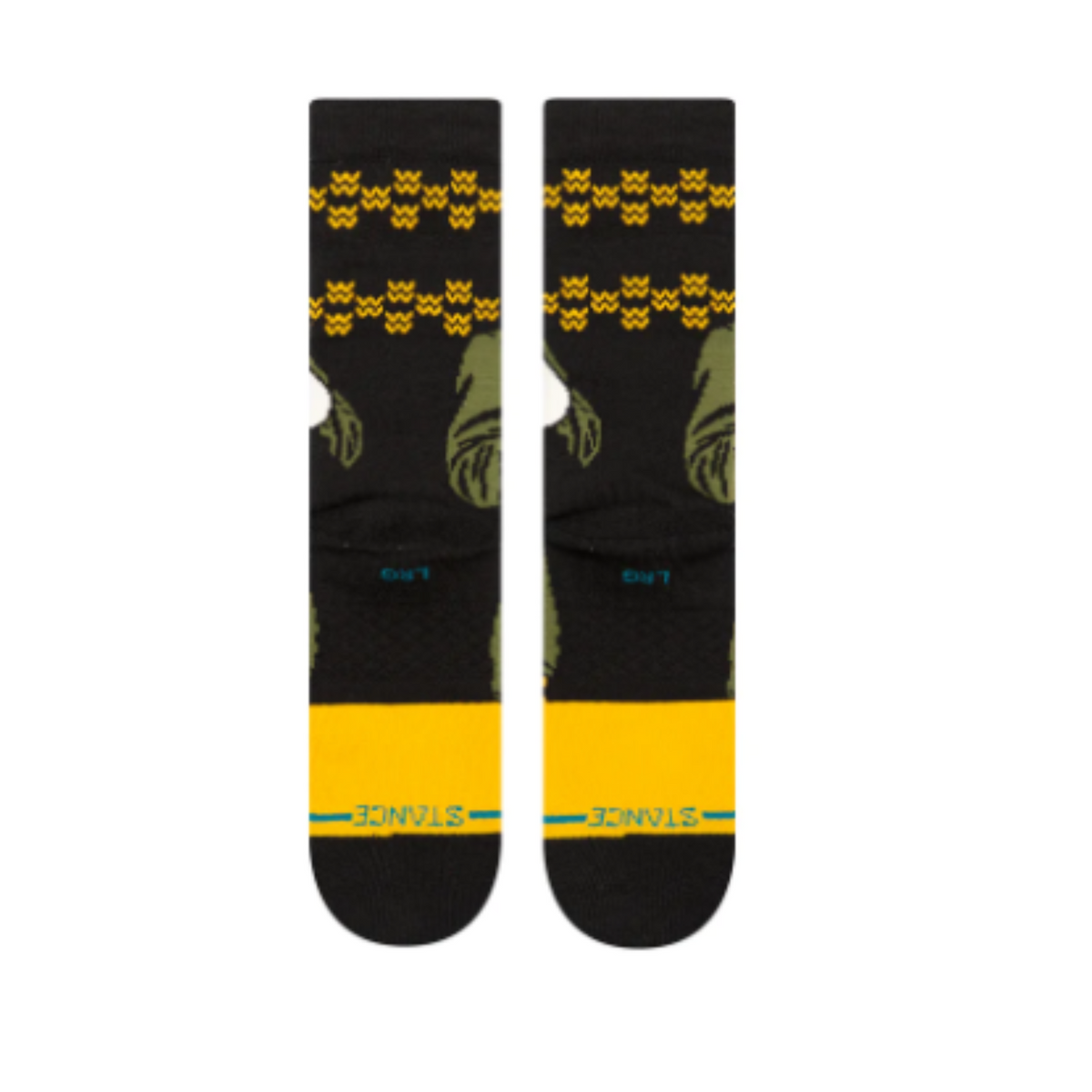 Bottom of Stance Smiling&#39;s My Favorite men&#39;s crew sock featuring Buddy the Christmas Elf. 