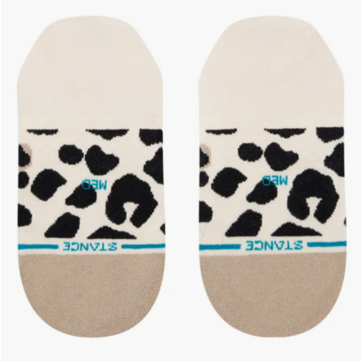 Bottom of Stance Spot On No Show women&#39;s sock featuring leopard print.  