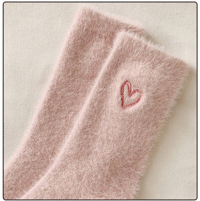 Gohobi/Pink Heart Velvet Socks