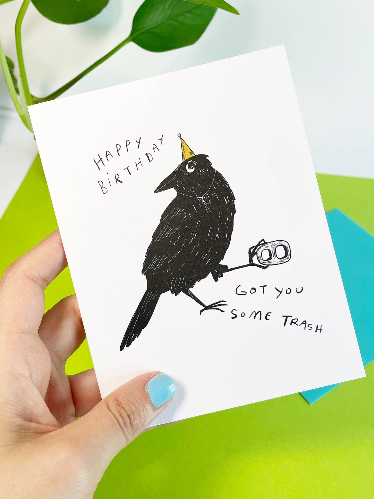 Kendra Lee Miller Art/Got You Some Trash Black Crow Birthday Card