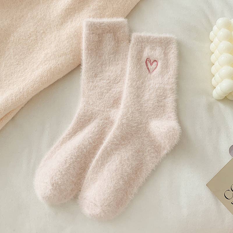 Gohobi/Pink Heart Velvet Socks