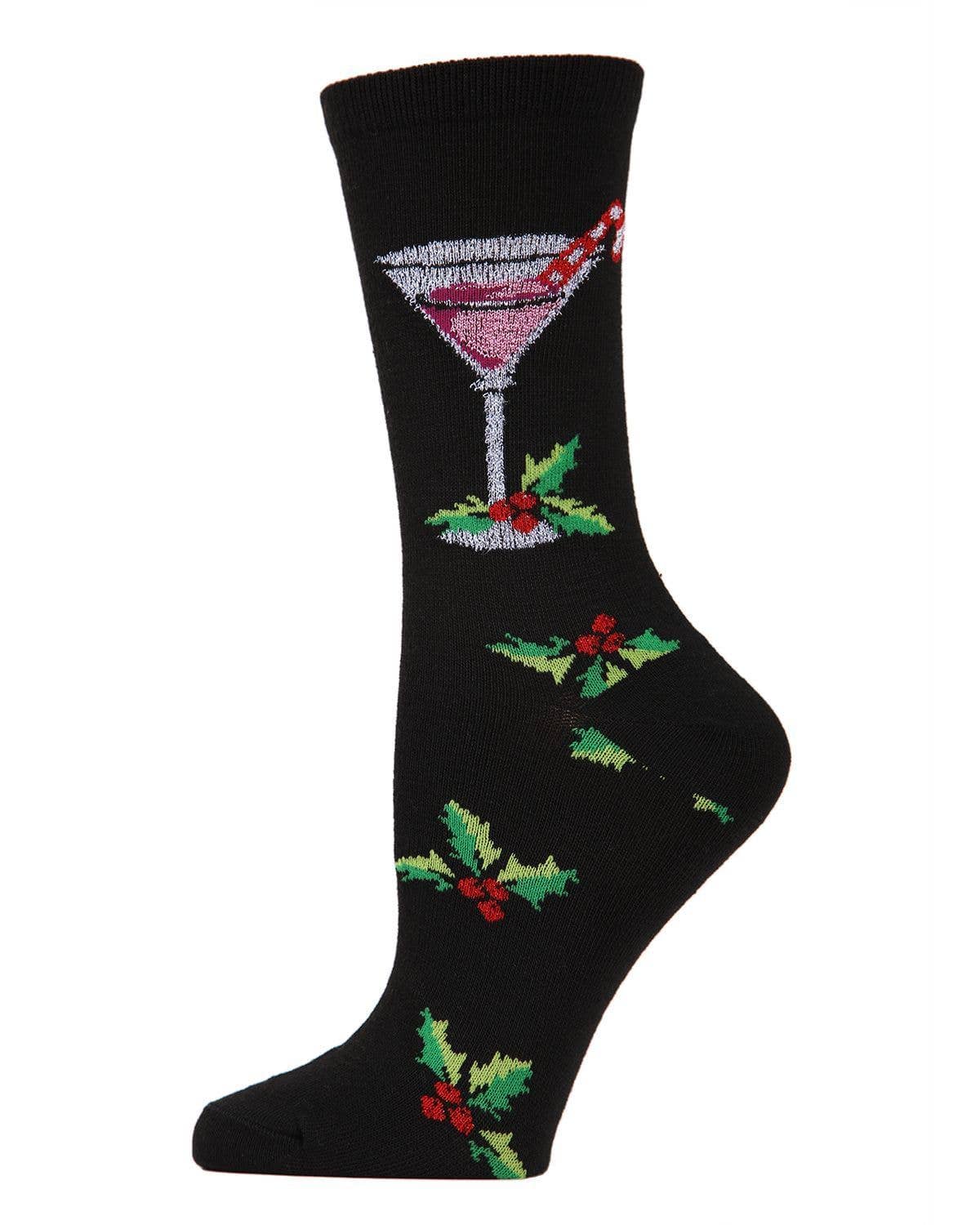 MeMoi/Christmas Drinks Holiday Crew Socks