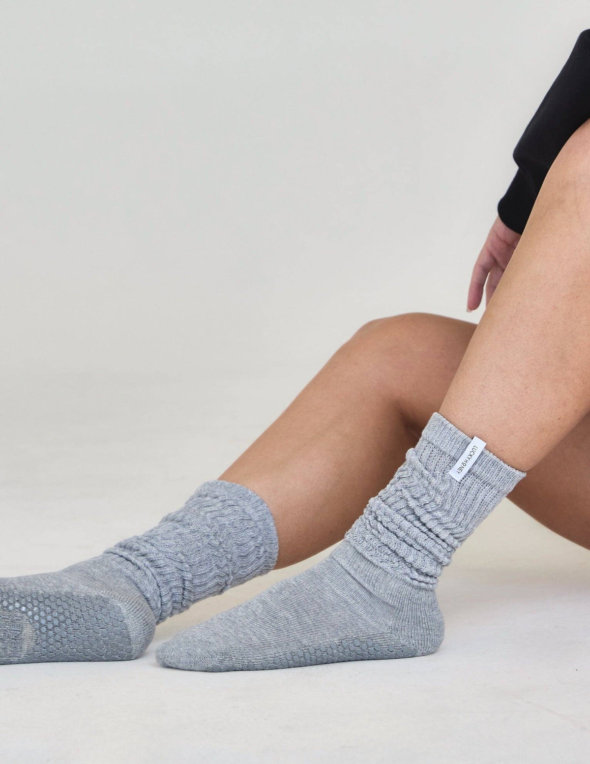 Lucky Honey/The Scrunchie Grip Sock Grey/Pilates/Yoga