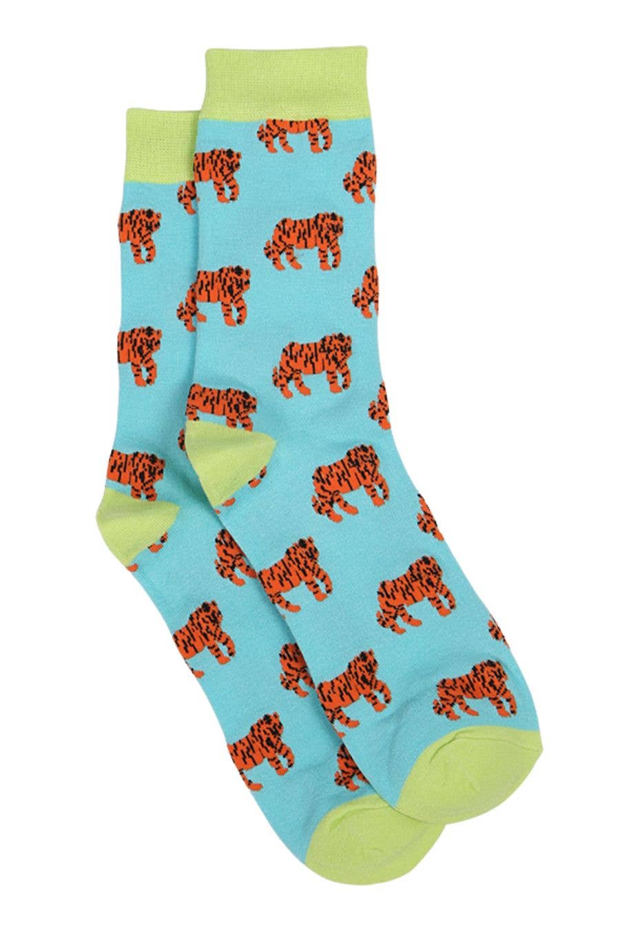 Sock Talk/Mens Bamboo Socks Tiger Print Animal Novelty Dress Sock-SALE