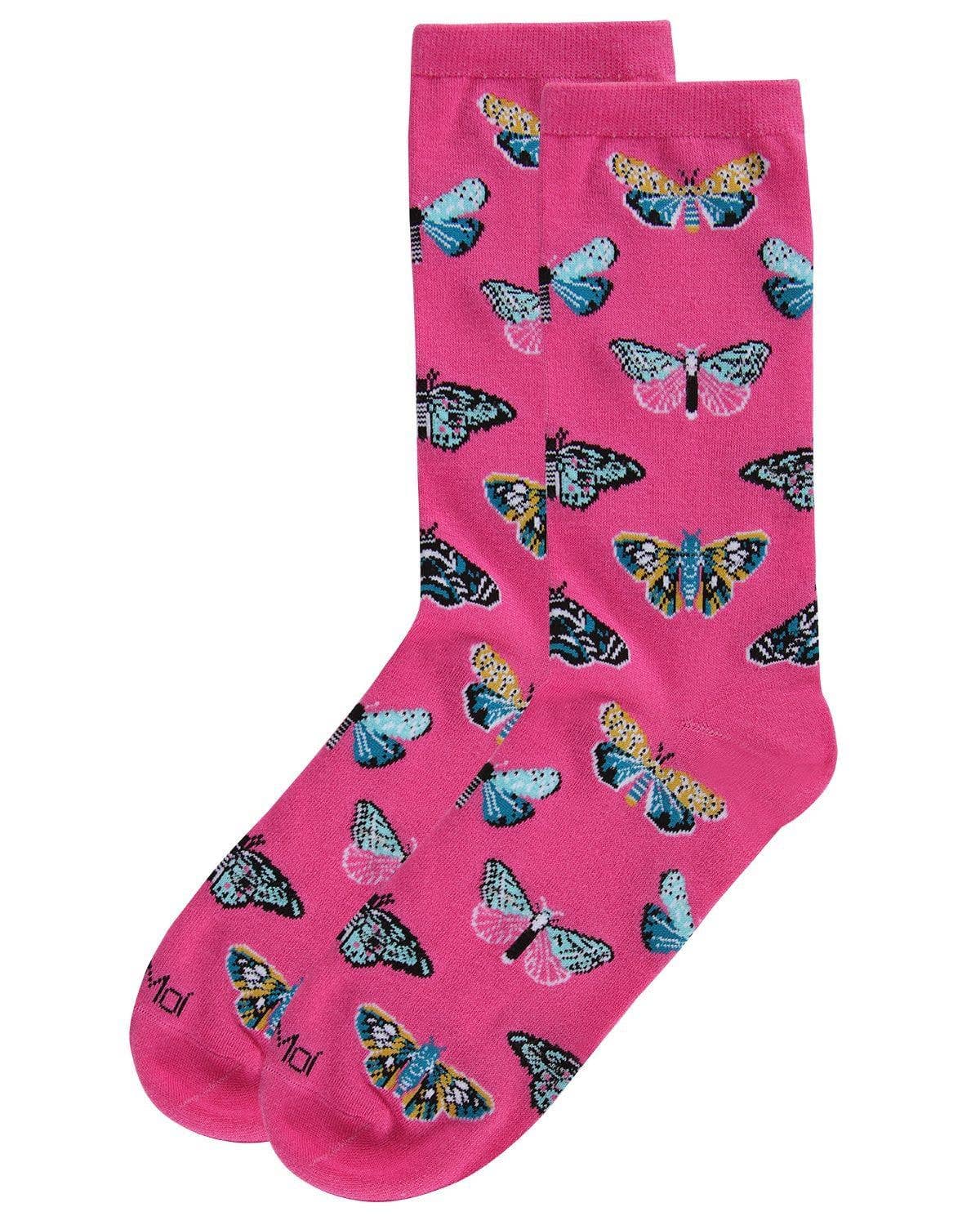 MeMo/Butterfly Bamboo Blend Crew Socks