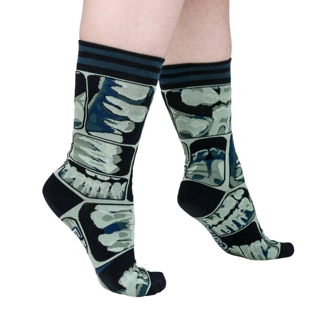 Foot Clothes/Too Cool for Flossing Teeth X-Ray Crew Socks