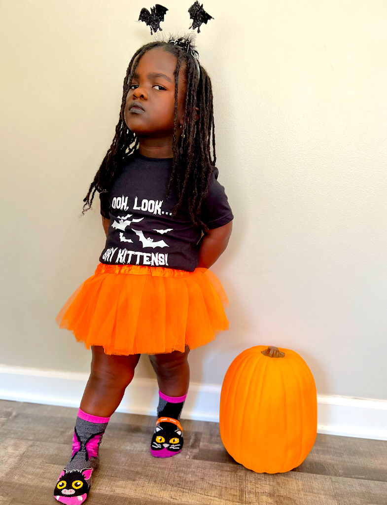 Pals/Bat & Black Cat Fun Non-Slip Halloween Socks for Little Kids
