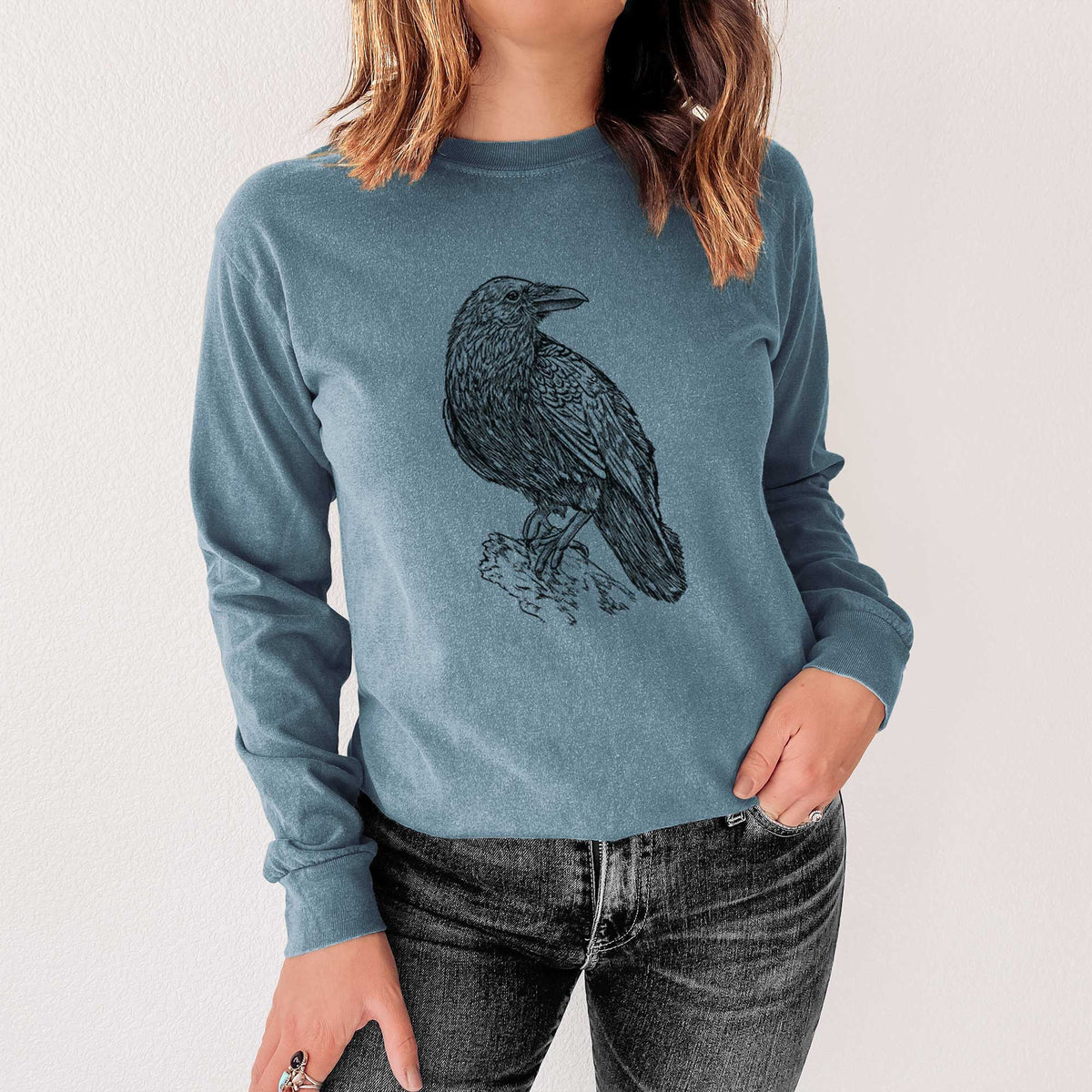 BeCause/Corvus corax - Common Raven - Heavyweight 100% Cotton Long Sleeve