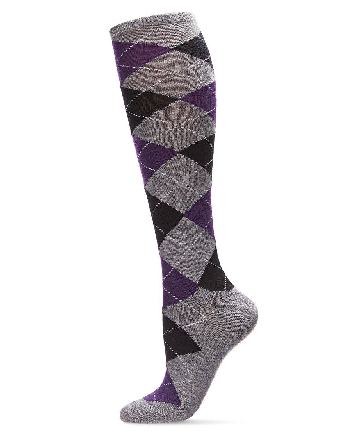 MeMoi Argyle Shades Cashmere Blend Knee High Sock