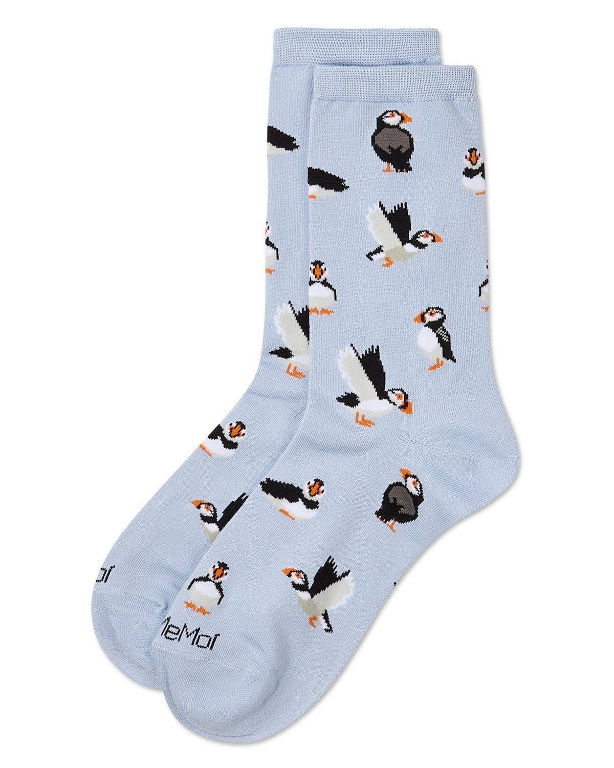Memoi/Women's Puffin Birds rayon From Bamboo Crew Socks