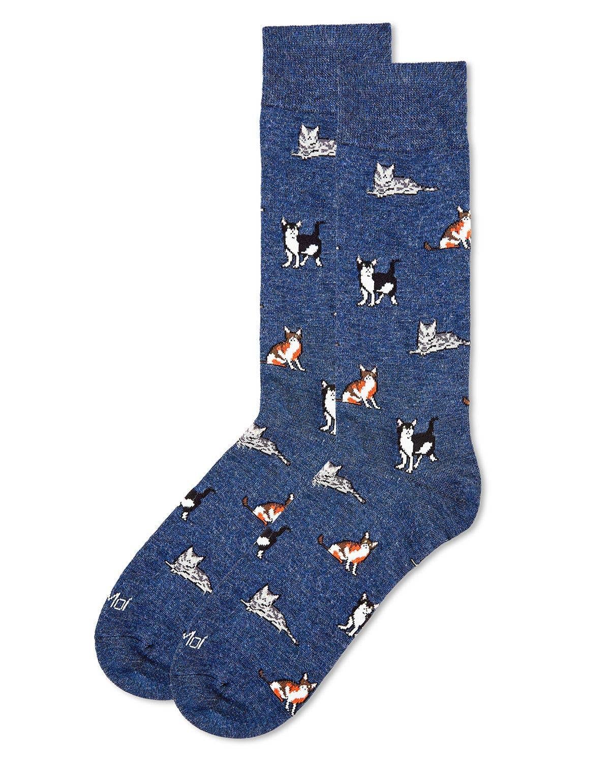 MeMoi Hip Cats Bamboo Blend Men&#39;s Crew Socks